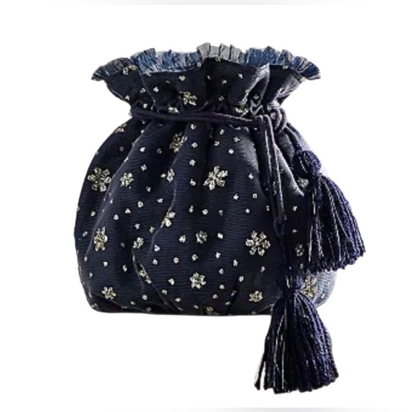 Free People Handbags - Free People Navy Tulle Drawstring Gift Pouch NWT